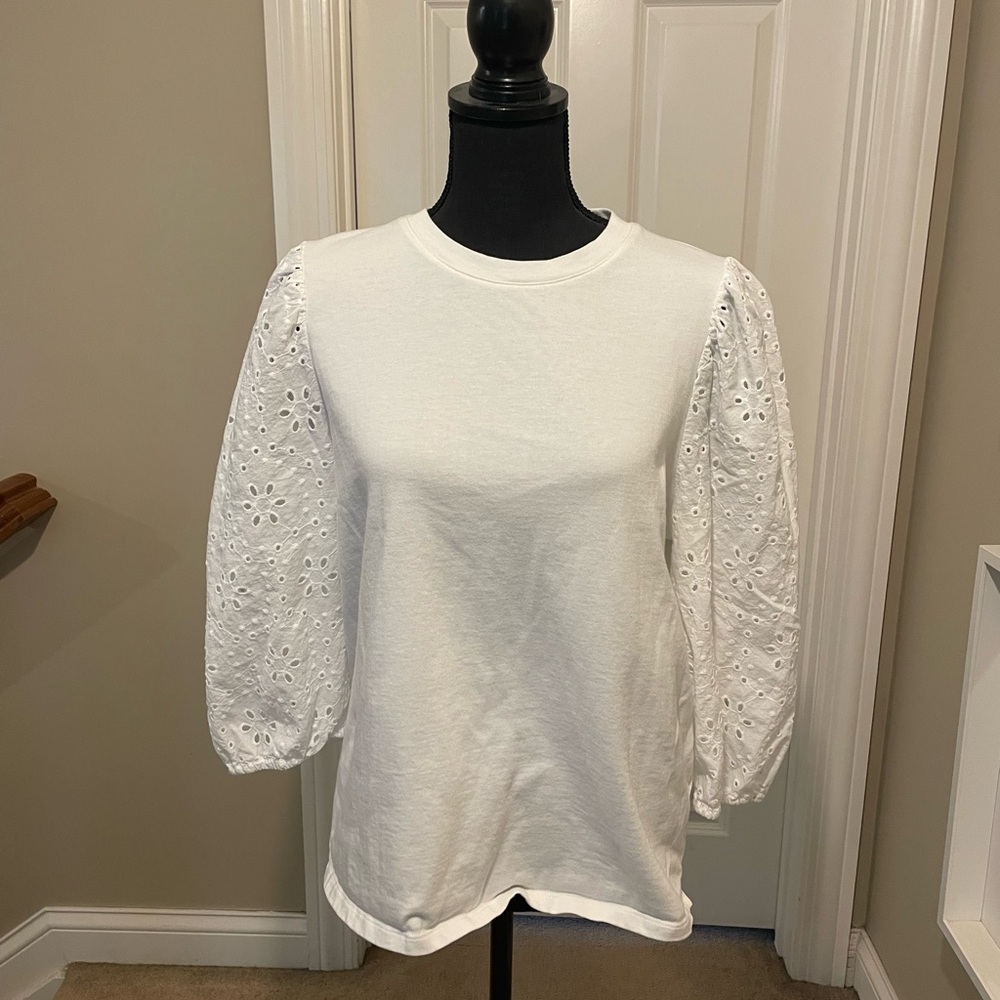A New Day White Boxy 3/4 Sleeve Blouse